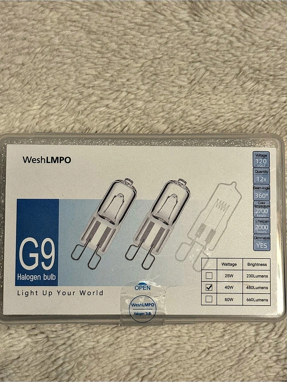 WeshLMPO G9 Halogen Bulb 40W Clear 8-Pack